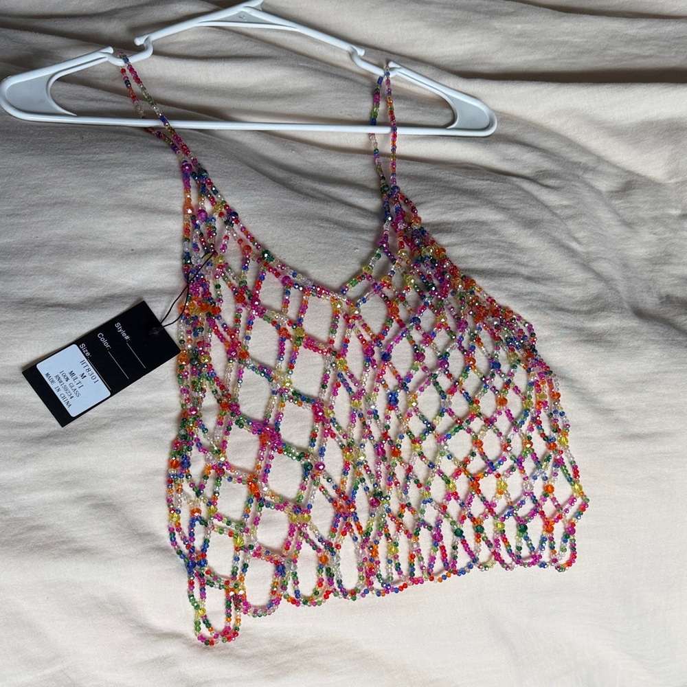 NWT colorful beaded tank top